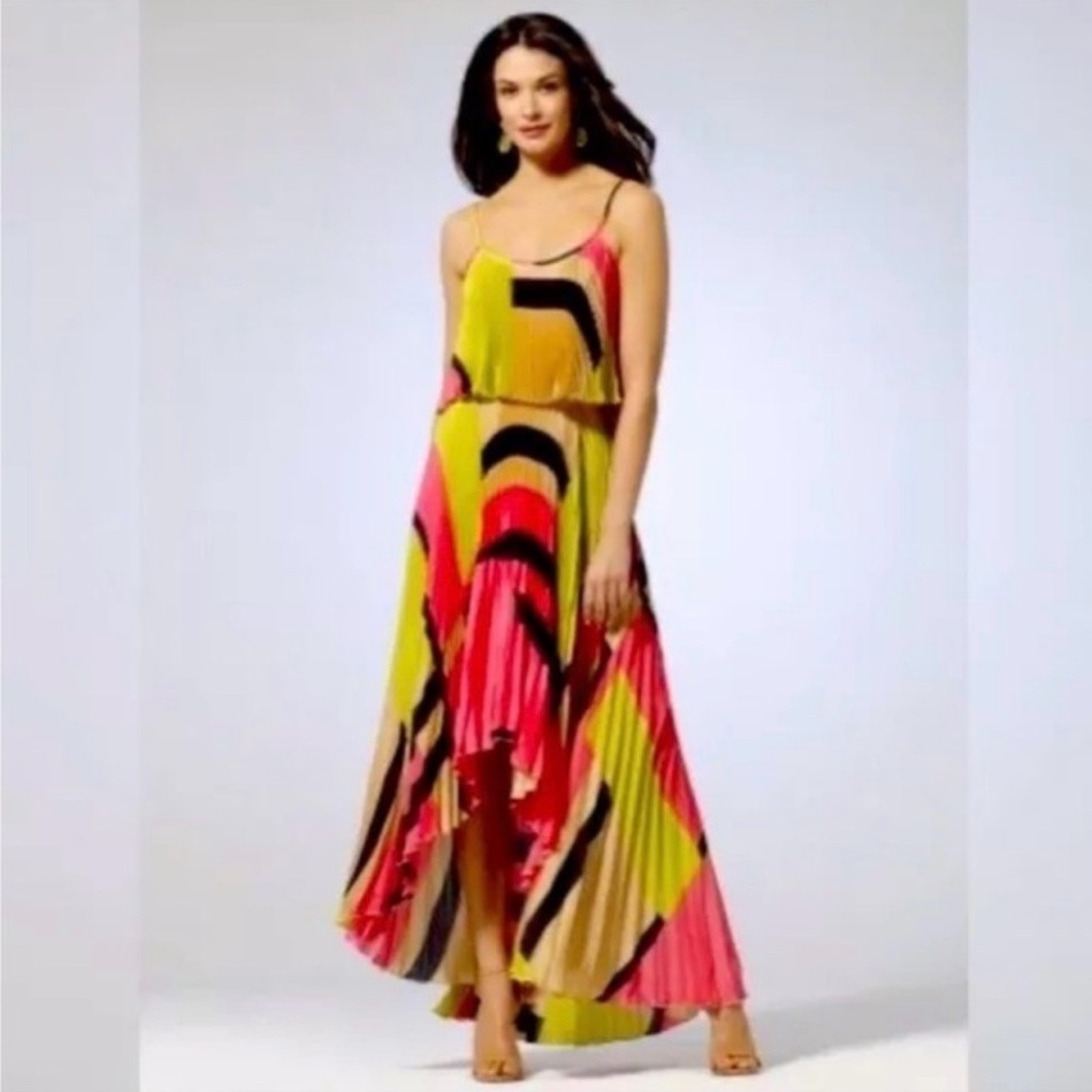 Cache Colorful Pleated Maxi Dress